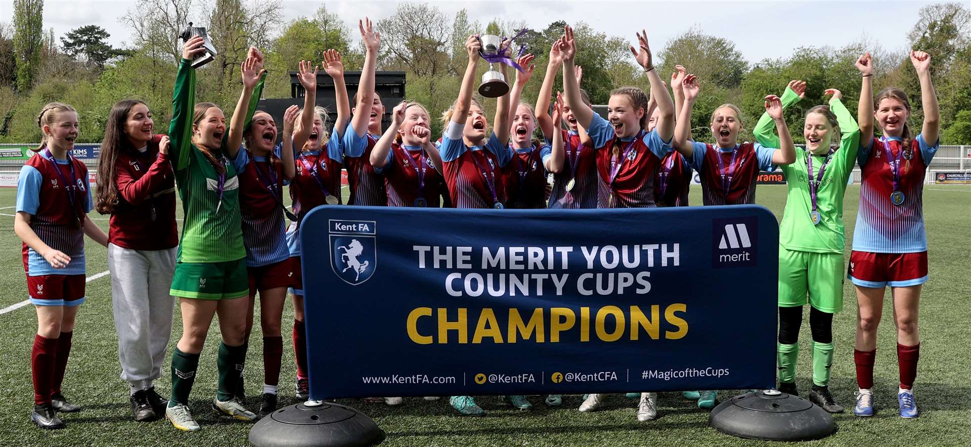 Herne Bay Youth celebrate winning the Kent Merit Under-16 Girls Cup. Picture: PSP Images