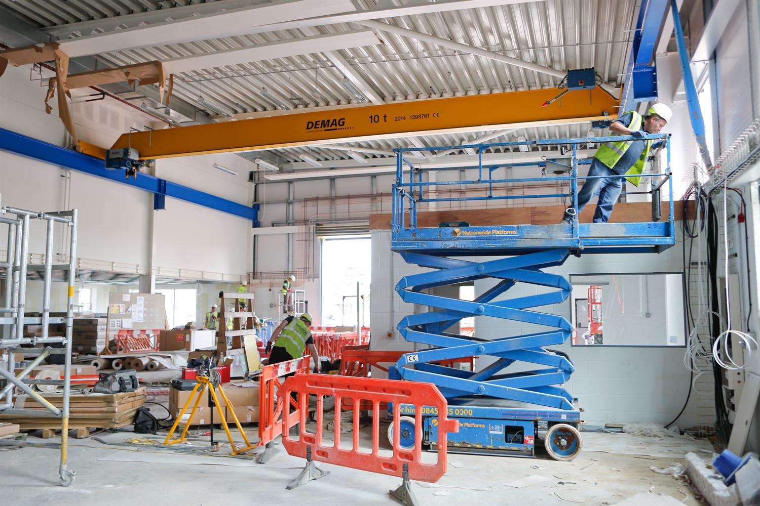 The 10-ton crane which will lift equipment into the workshop at Leigh UTC