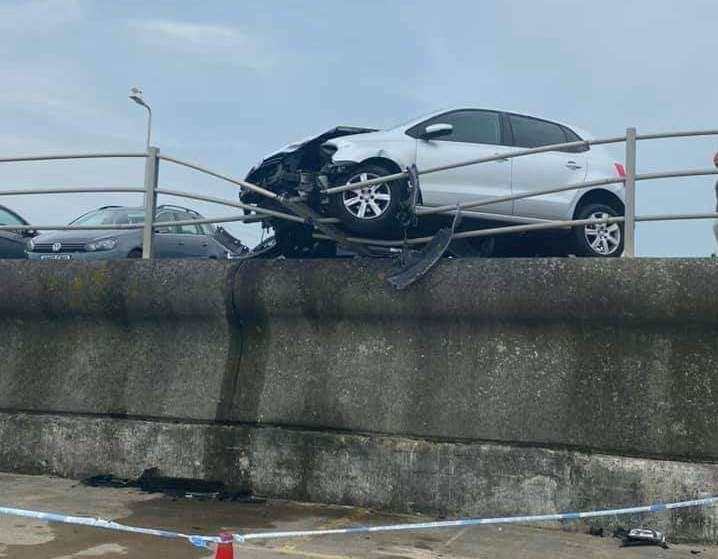 A car smashed through a seafront barrier in Birchington. Picture: Mark Adamson