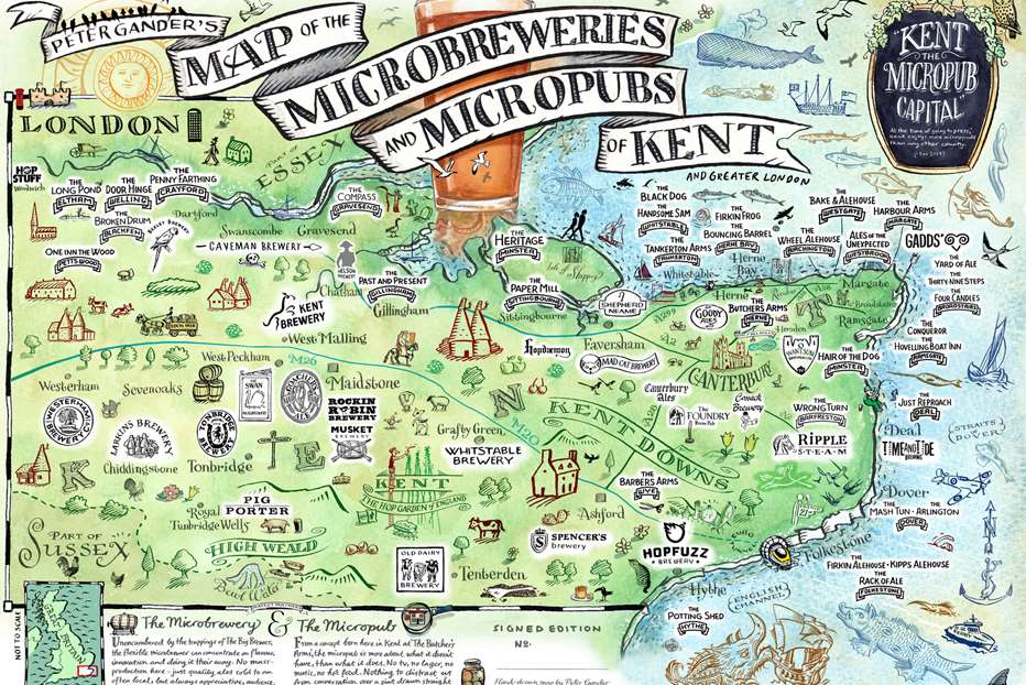 Mr Gander created the map as a follow up to September's Kent Green Hop Beer Fortnight souvenir version