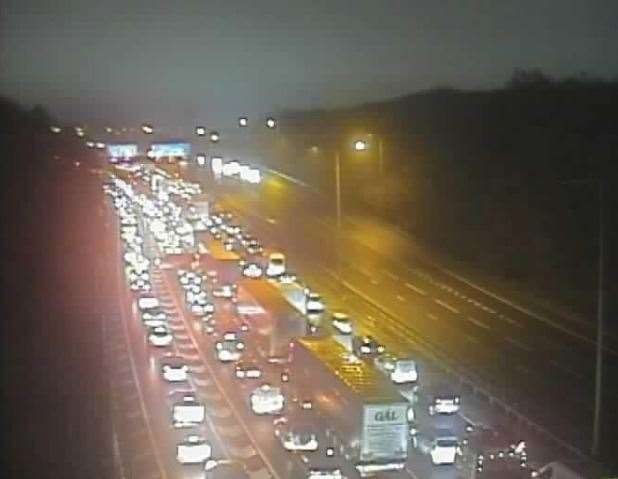 Traffic is queuing up on the M20. Picture: National Highways
