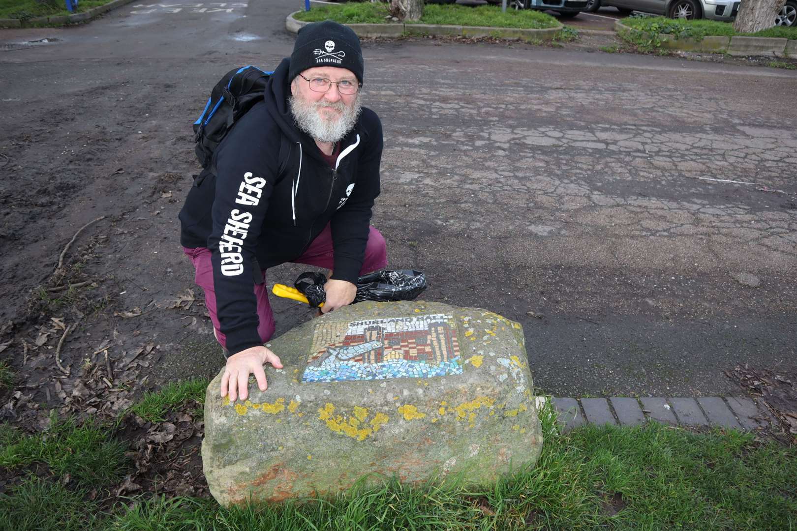 Retired postie Phil Crowder is campaigning to get the Sheppey millennium time line in Sheerness tidied up for its 20th anniversary