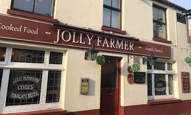 Locked up tight, the first three pubs we tried for a lunchtime drink were all closed - the Jolly Farmer at Manston...