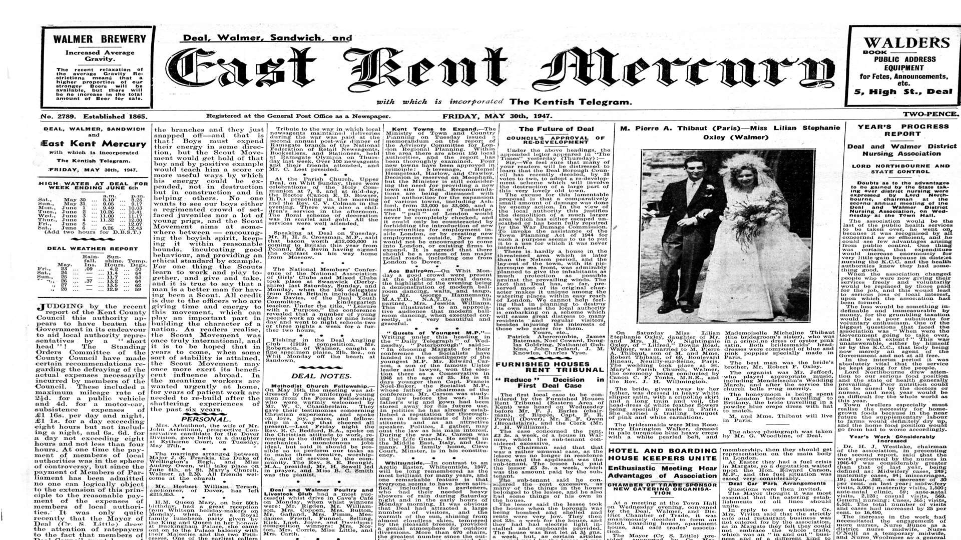 May 30, 1947 - a picture appears on the front page for the first time