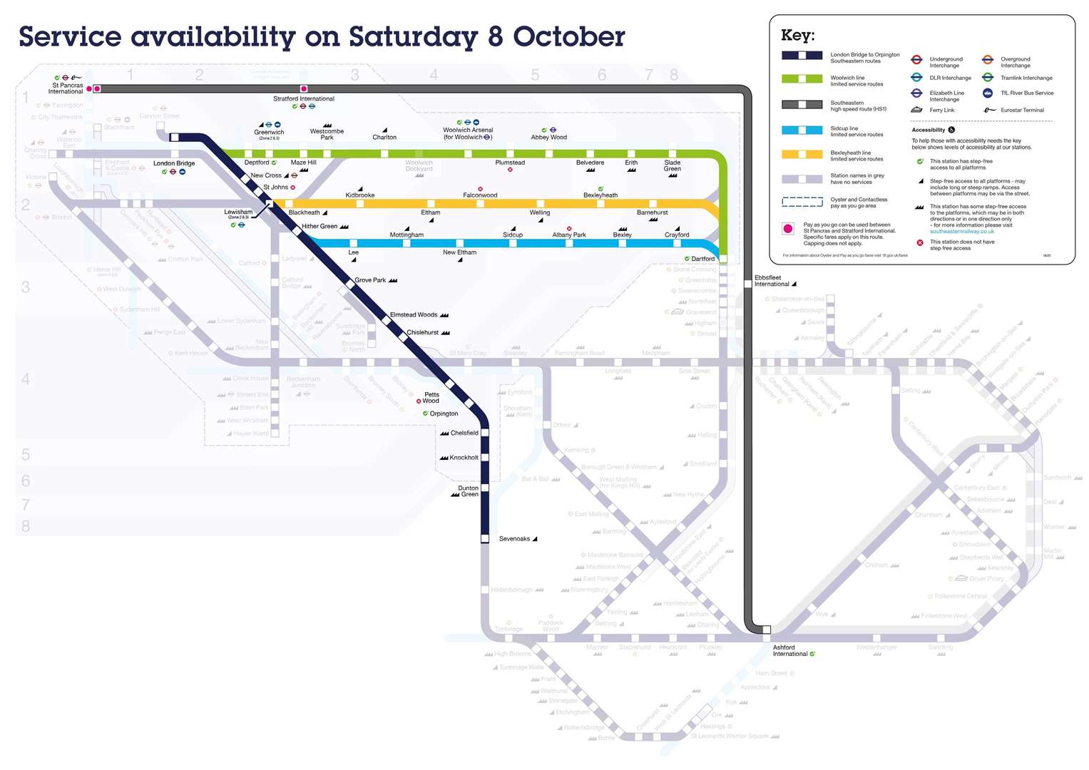 This map shows which routes will be running in Kent today. Picture: Southeastern