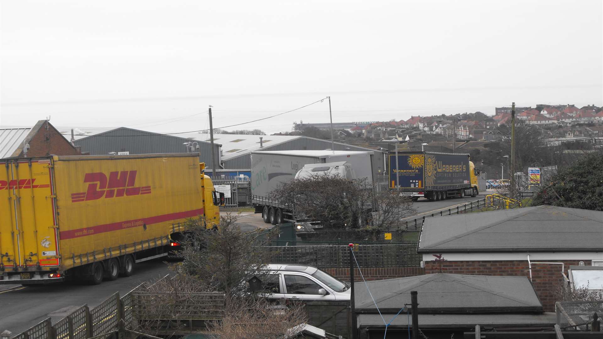 Lorries near to Mr Hughes's home
