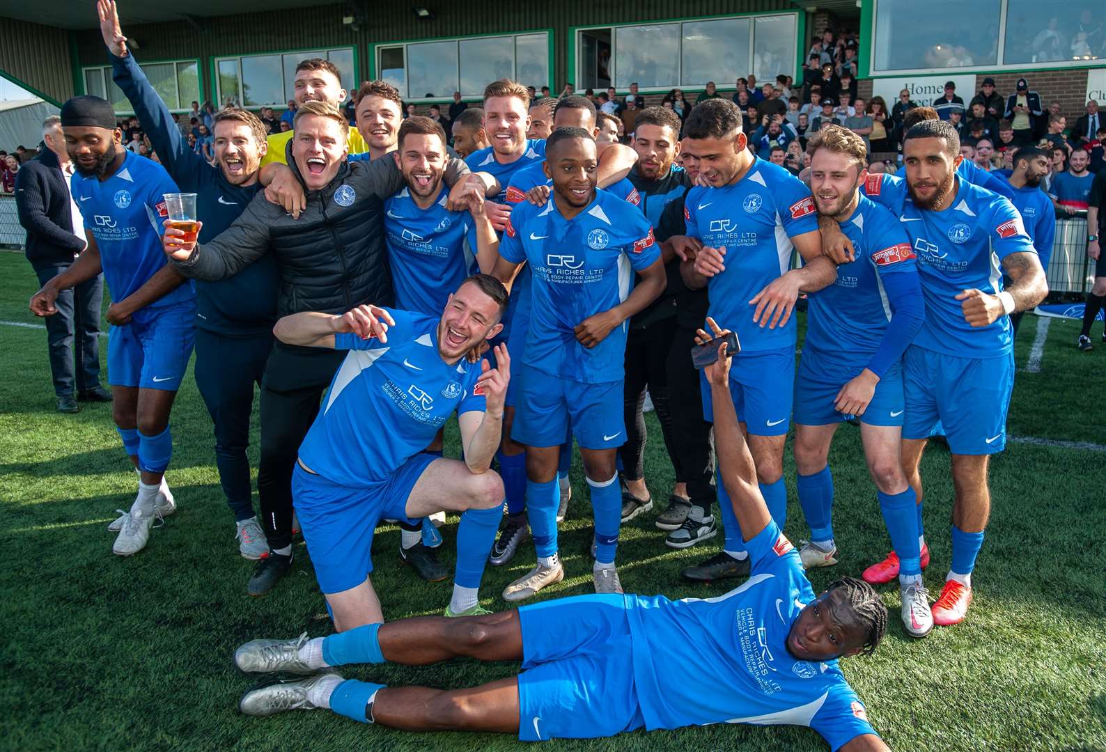 Herne Bay celebrate their promotion to Isthmian Premier. Picture: Ian Scammell