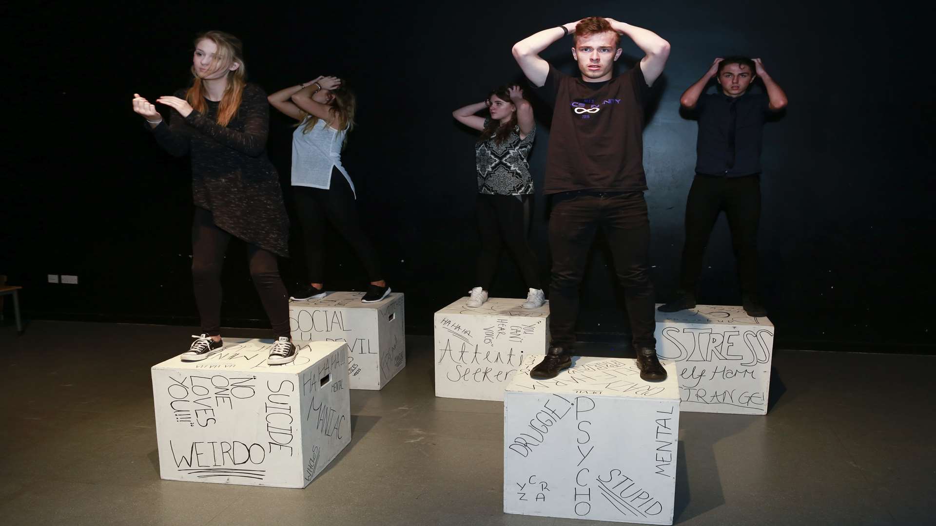 Year 13 students perform their piece about mental health