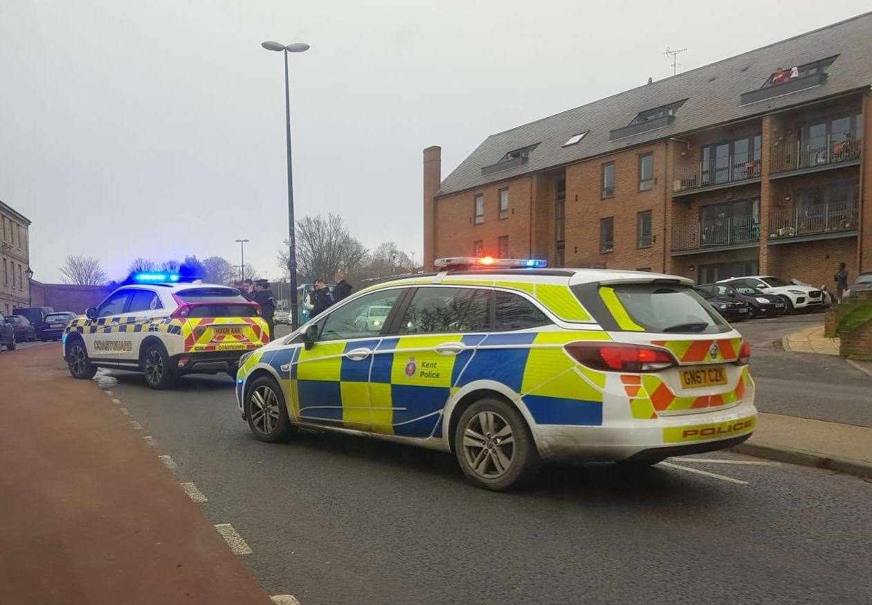 Emergency services are still at the scene in Dock Road, Chatham. Picture: David Ford