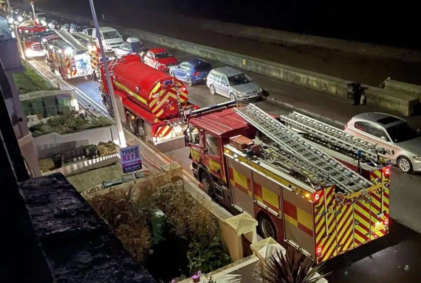 Fire crews on Sandgate seafront. Picture: UKNIP