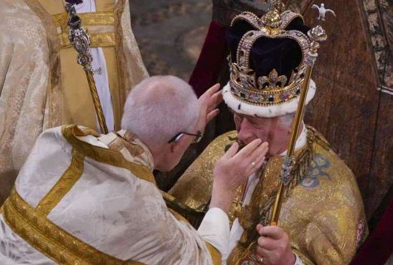 The Archbishop crowning King Charles. Picture: Aaron Chown/PA
