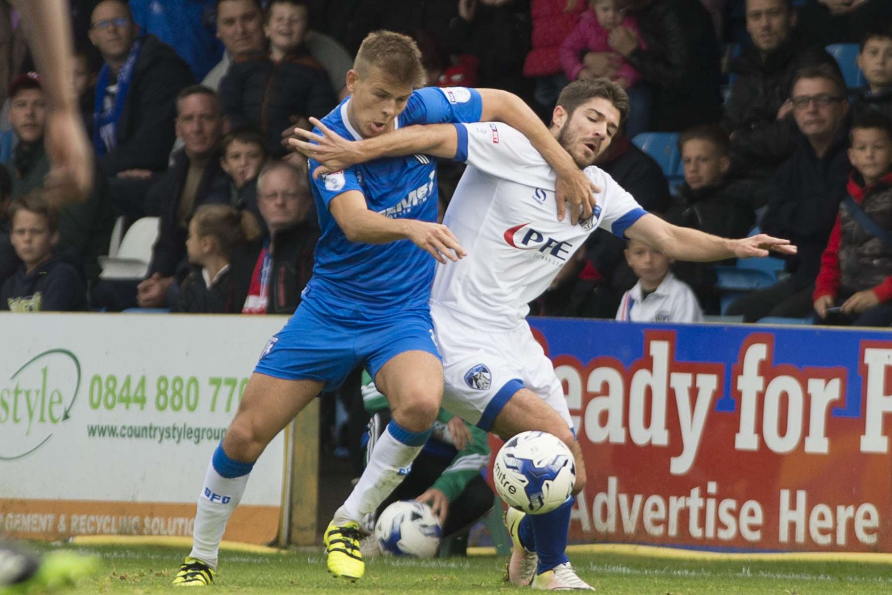 Jake Hessenthaler gets stuck in on his first league start this season Picture: Andy Payton