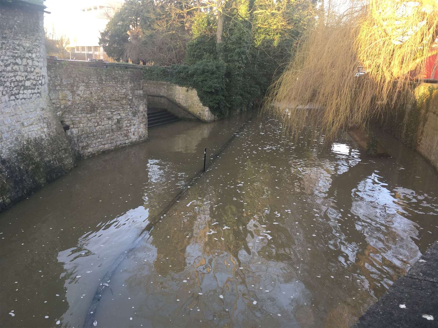The footpath which runs under Bishop's Way, Maidstone, remains flooded this morning. (29504159)