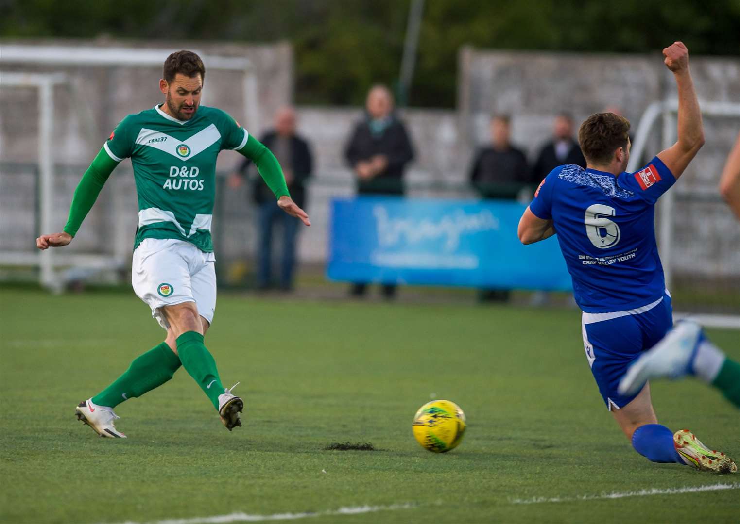 Ashford United striker Jay May scores the winner Picture: Ian Scammell