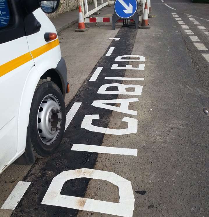 The incorrect road marking