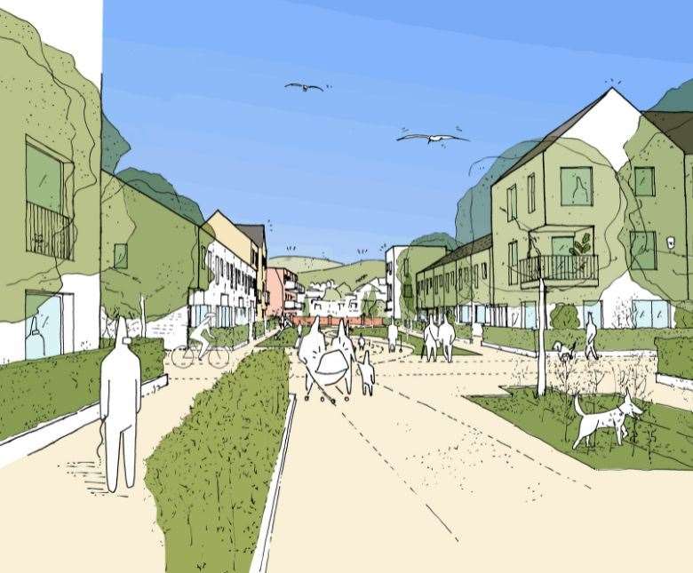 An artist’s drawing of how the site in Ship Street might look in the future. Picture: FHDC