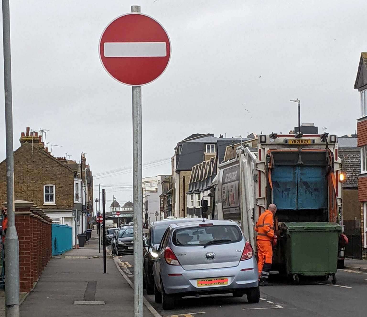 A bin lorry was pictured travelling the wrong way down Richmond Street in Herne Bay which has just become a one-way street
