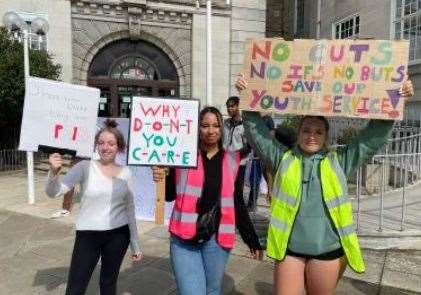 Protests outside County Hall over cuts to youth services