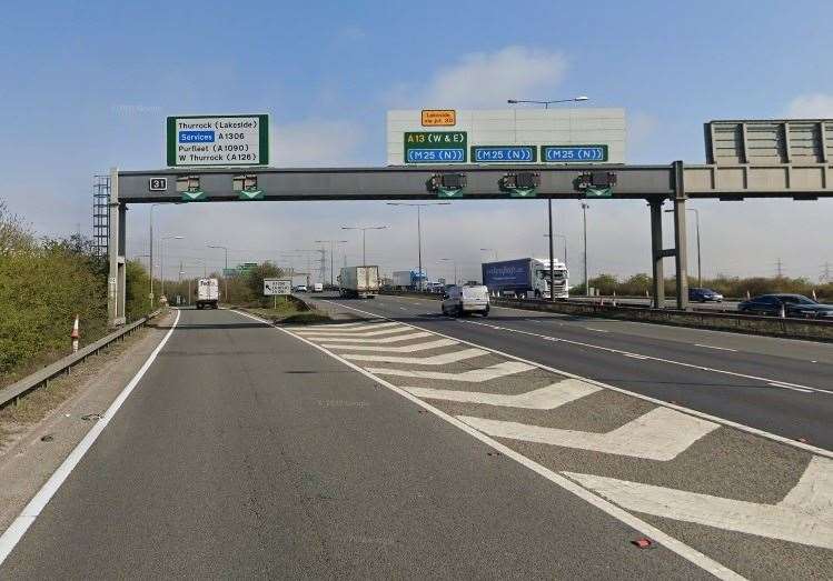 The crash happened on an exit of the M25 towards Lakeside. Picture: Google Street View