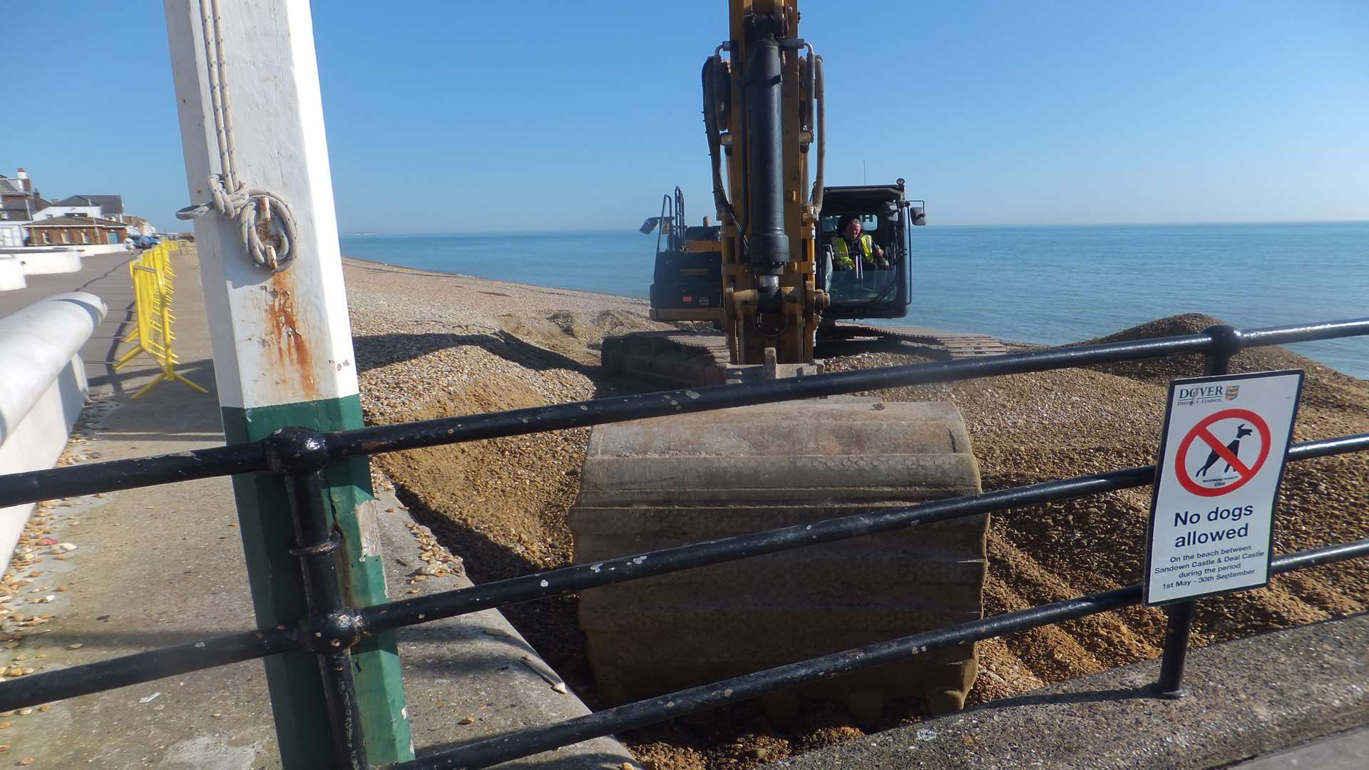 Flood defence work on Deal beach. Picture: Tony Friend
