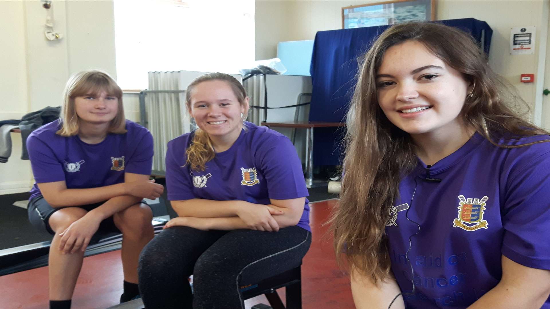 Victoria Ward, 17, Emma Boccolini, 16, and Megan Tribe, 16, broke a indoor rowing world record