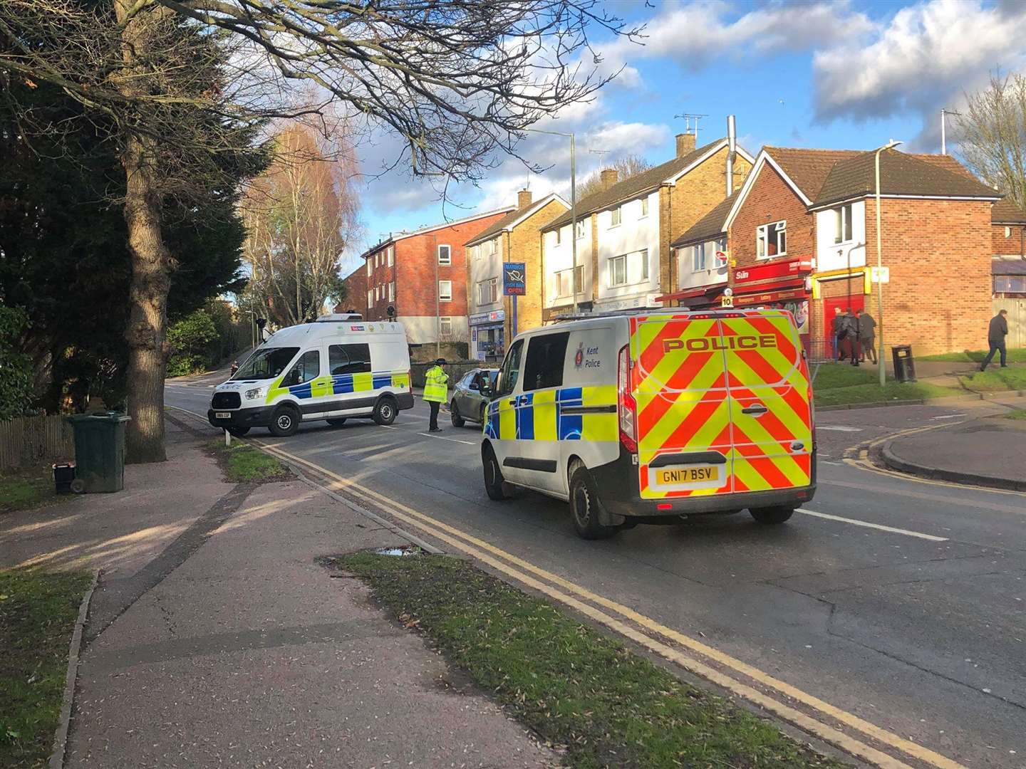 Police at the scene in Faversham Road