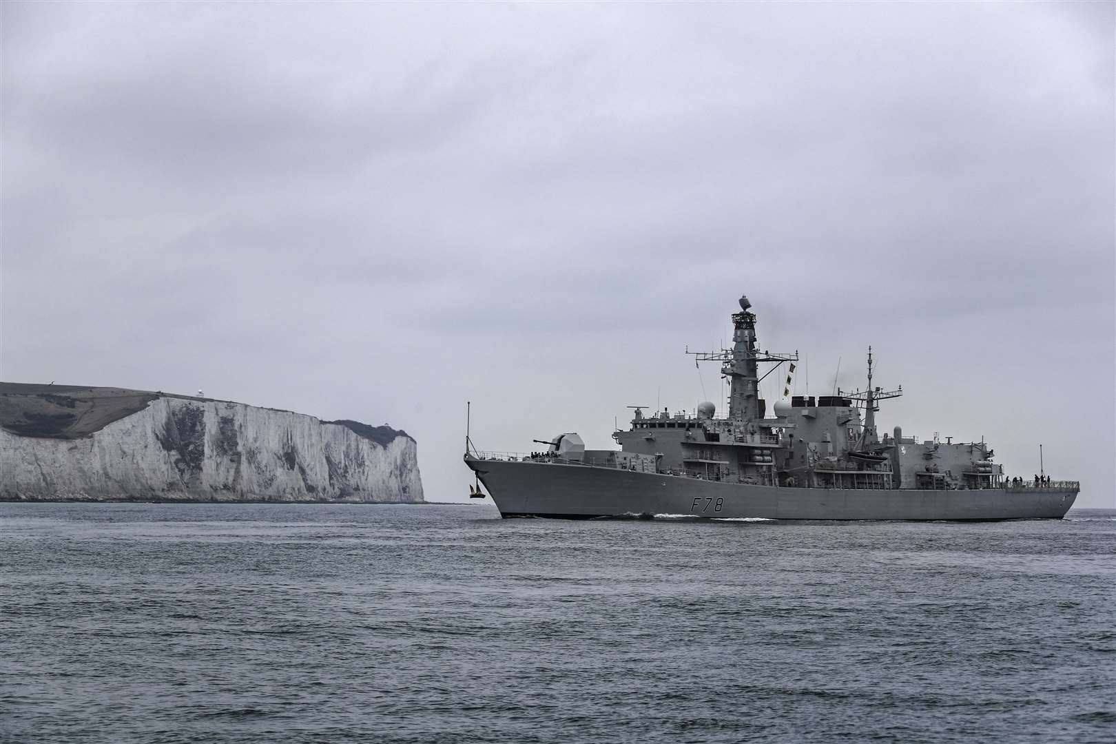 HMS Kent when the Royal Navy Frigate arrived in Dover last year