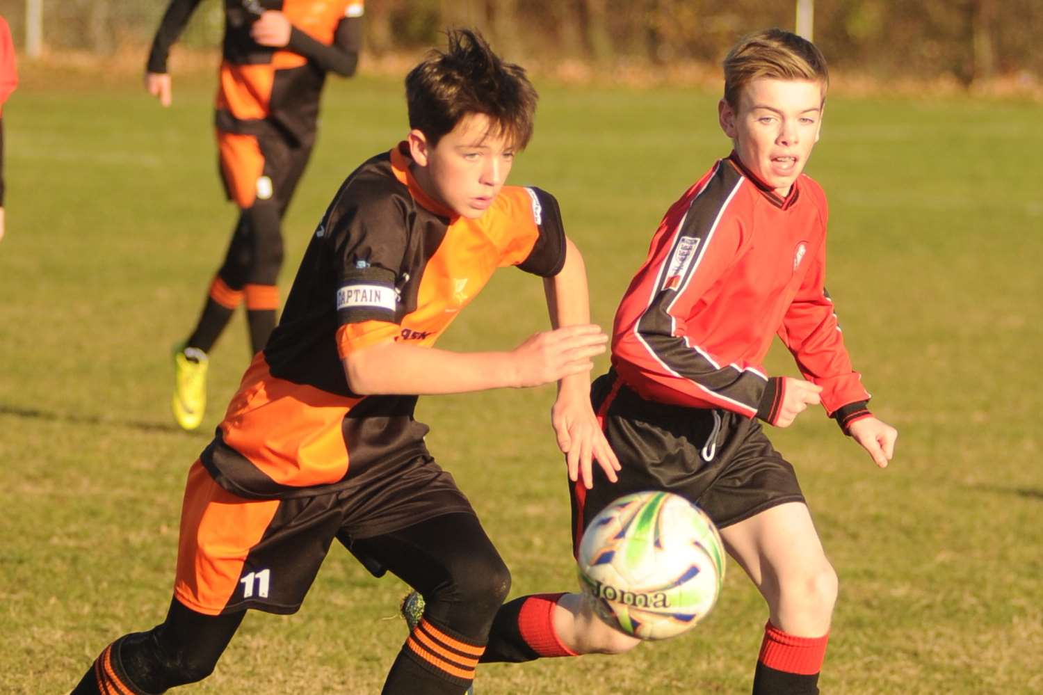 Pegasus 81 and Rainham Kenilworth Colts fight it out for the points in Under-13 Division 1 Picture: Steve Crispe