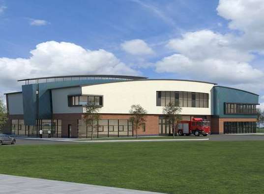 Artist's impression of new fire station on the site of the former Horsted park-and-ride in Marconi Way, Rochester.