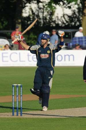 Martin van Jaarsveld celebrates his second hundred in the FPT competition this season. Picture: BARRY GOODWIN