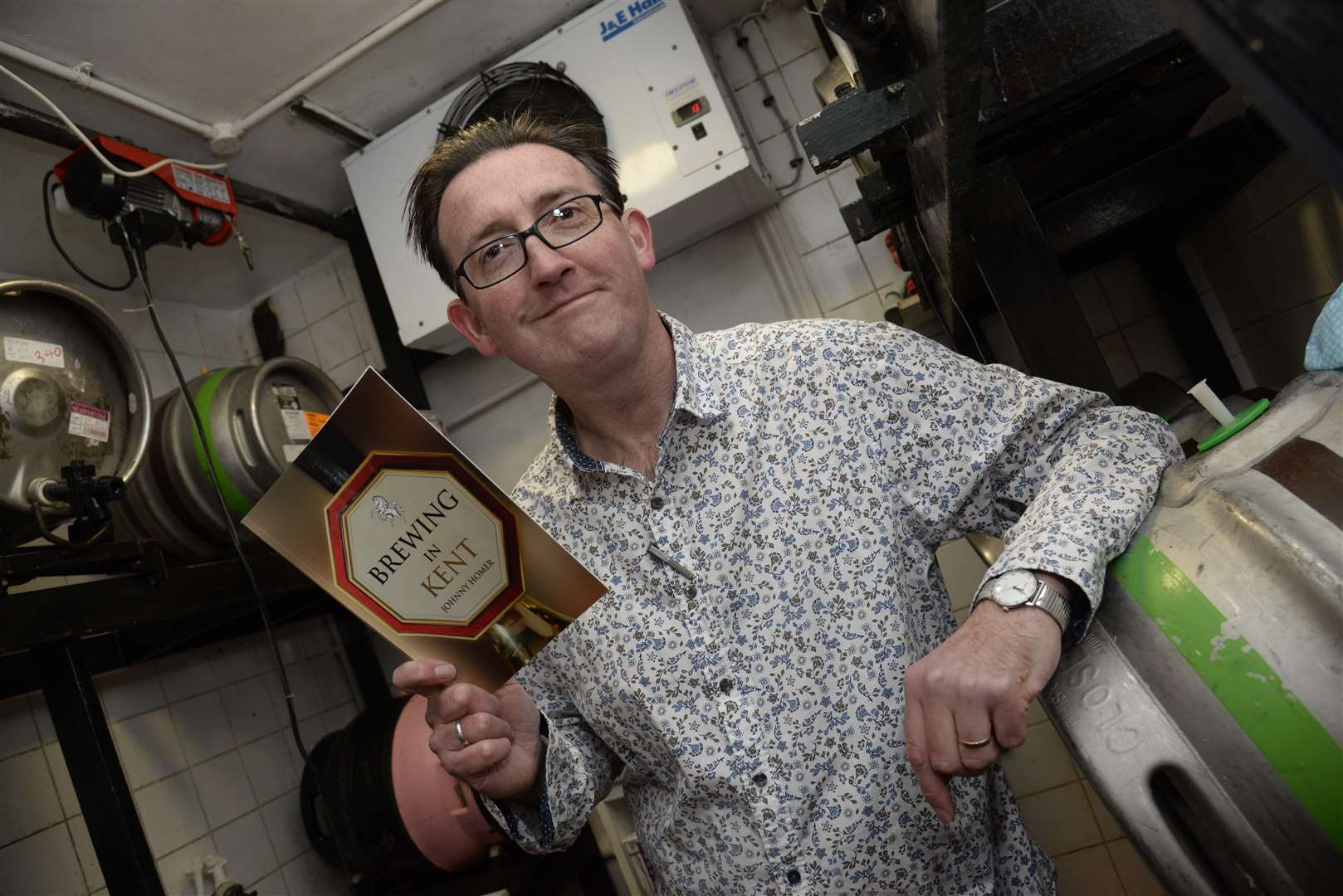 Johnny Homer and his book Brewing in Kent, pictured in 2016
