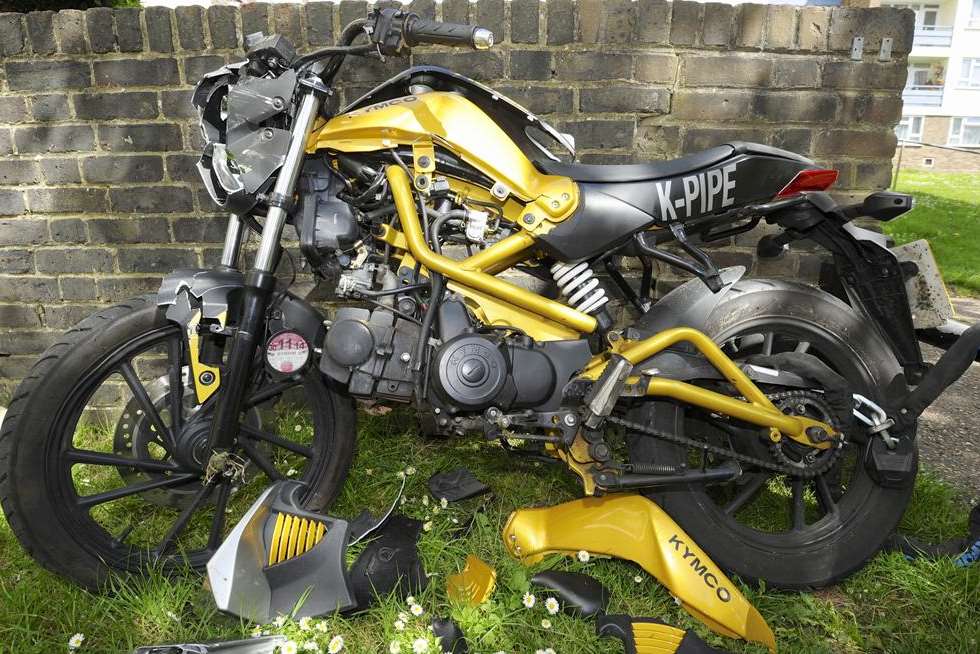 Ricky Knowles' badly-damaged motorbike