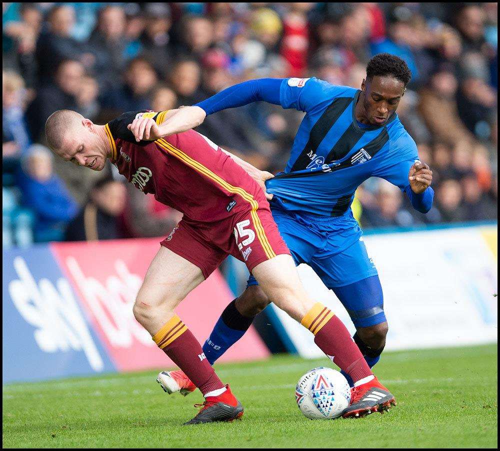 Gillingham v Bradford action Picture: Ady Kerry (5052214)
