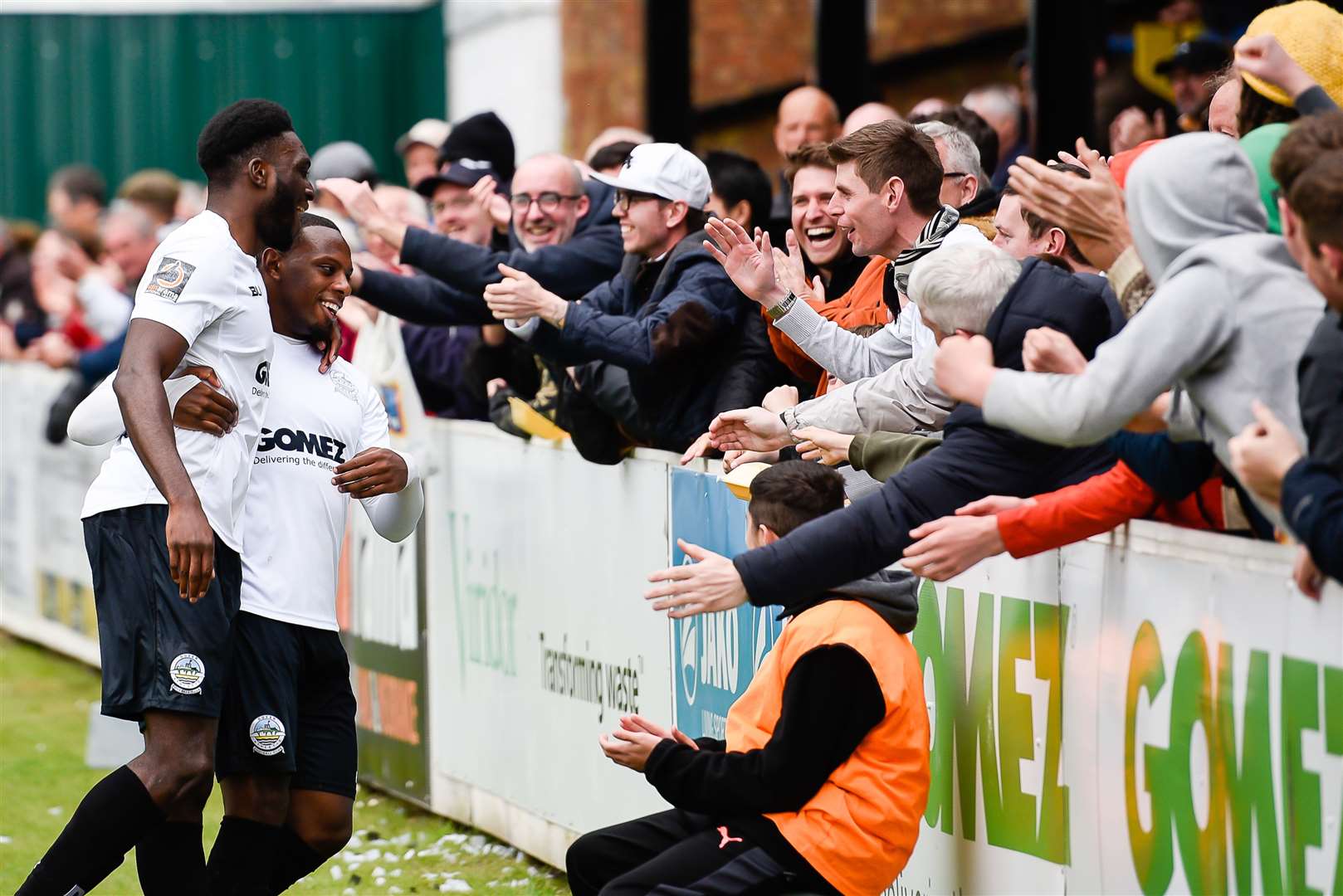 Dover's Inih Effiong celebrates his goal against Sutton on the final day of the season. Picture: Alan Langley