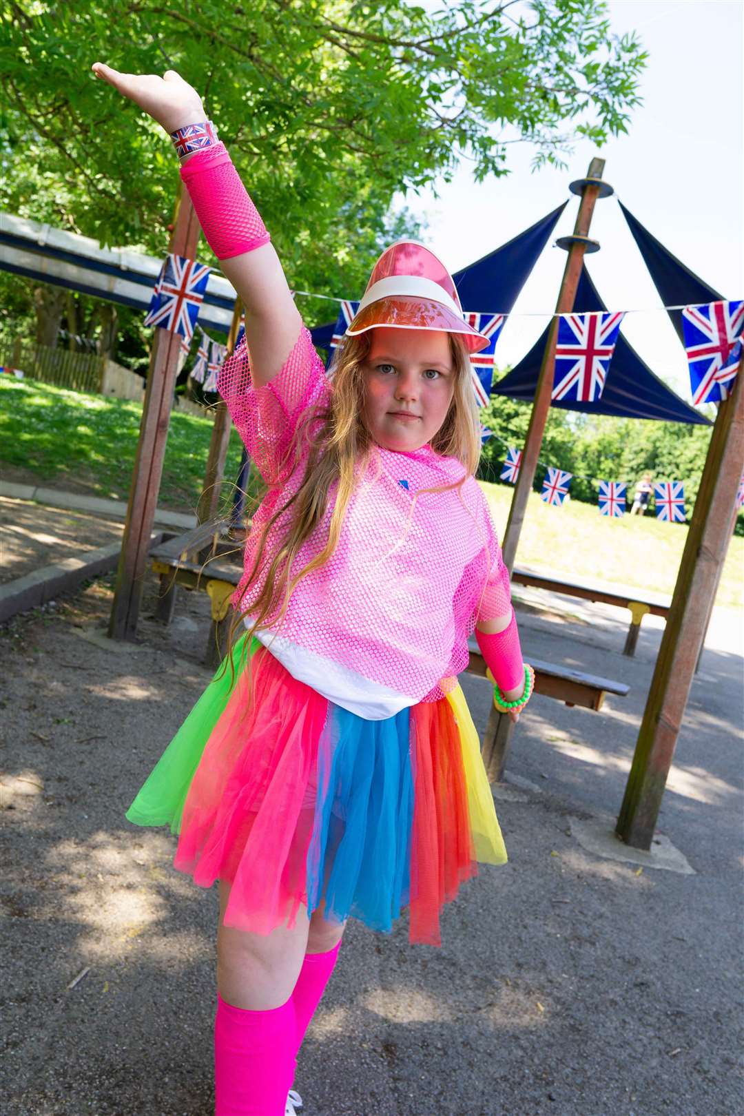 All in pink: Lena at Sunny Bank Primary School's Platinum Jubilee street party at Murston