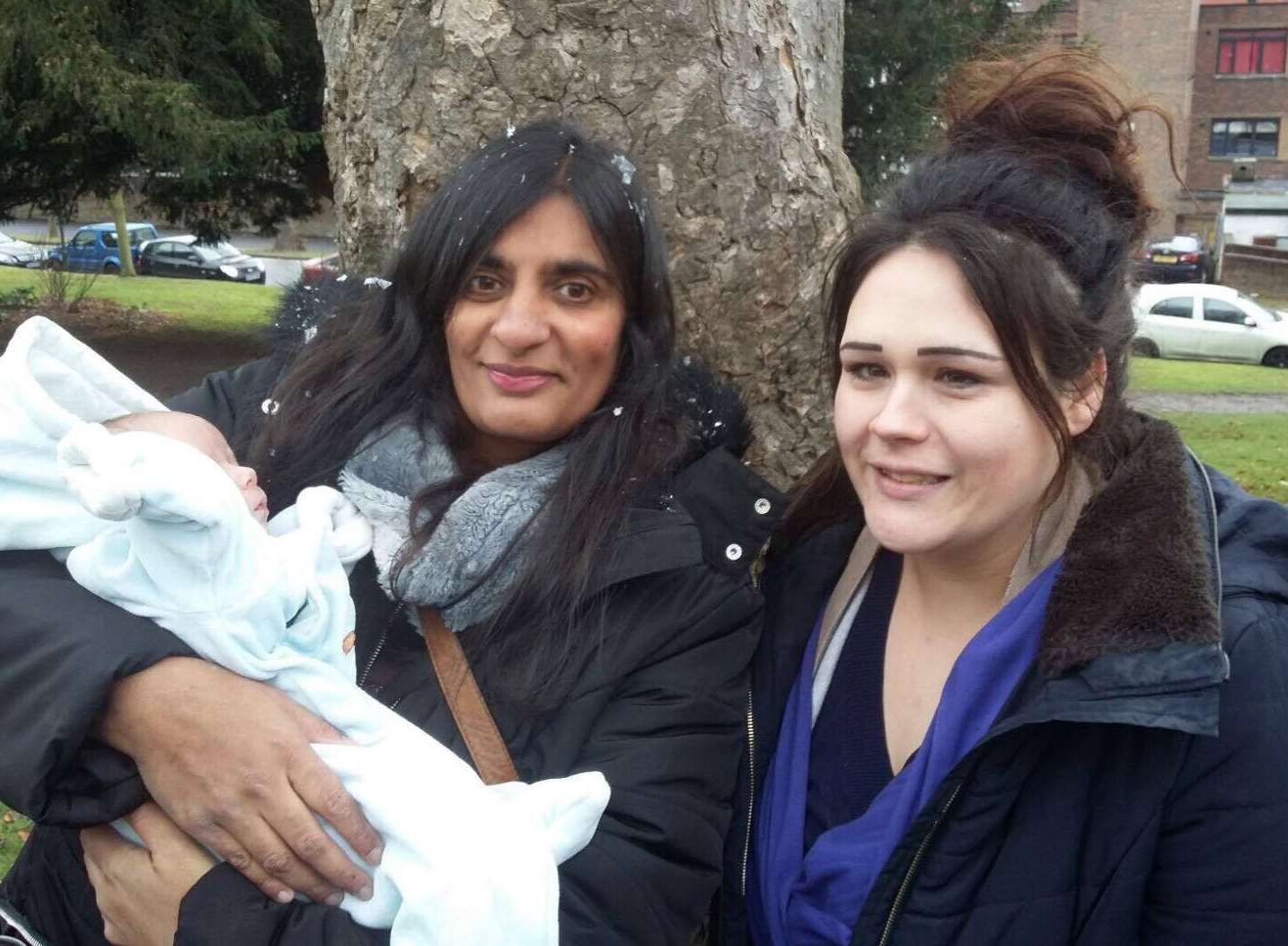 Anne and Priti with baby Alfie.