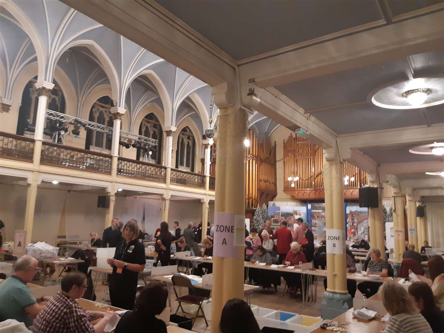 The count for the 2019 General Election inside Dover Town Hall