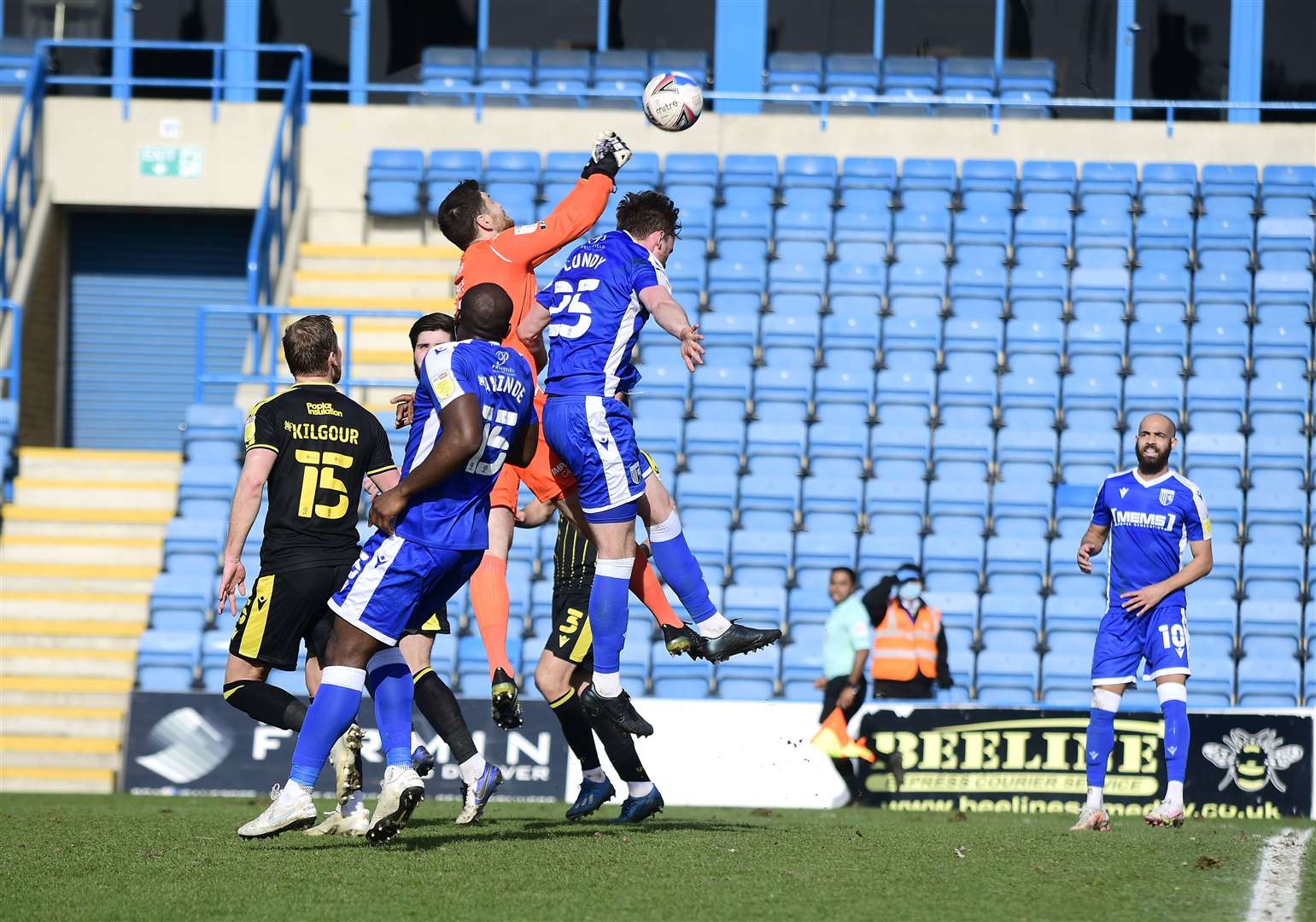 Bristol Rovers goalkeeper Joe Day denies Robbie Cundy and John Akinde Picture: Barry Goodwin