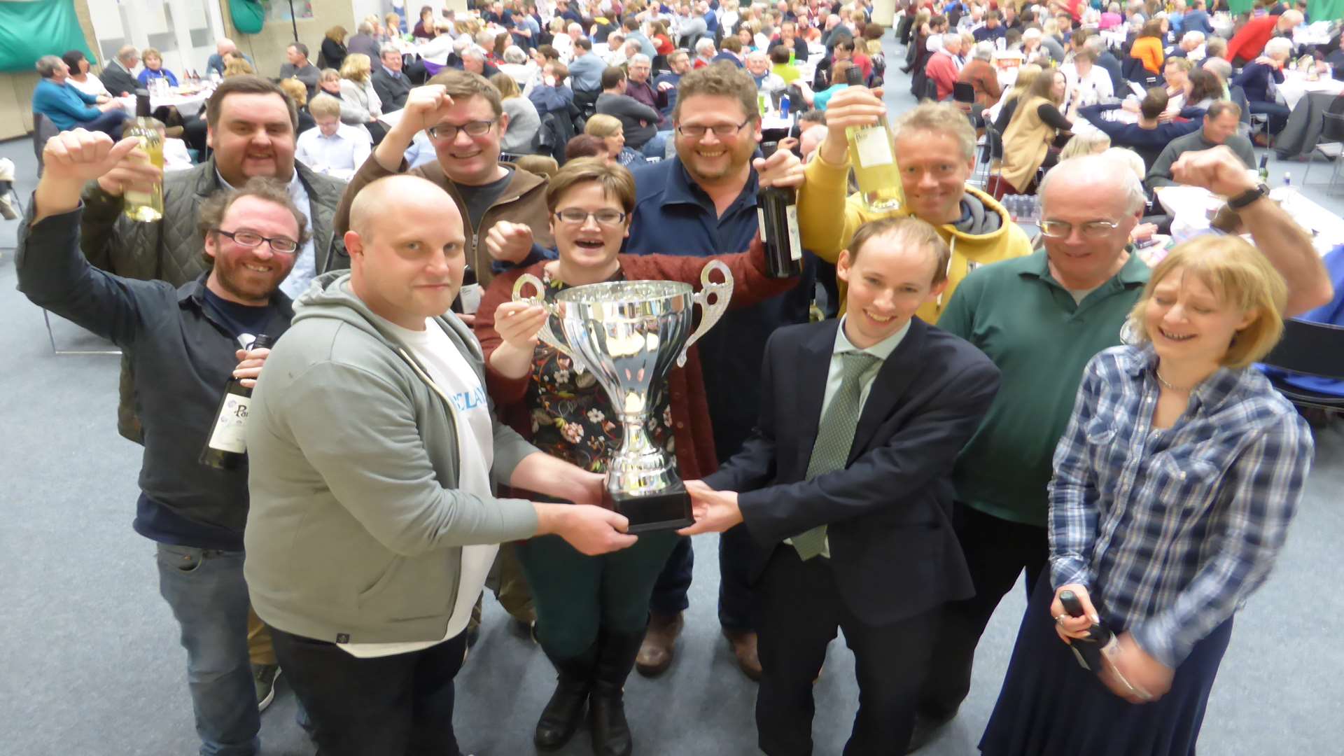 Big Charity Quiz winners The Unicorn Inn celebrate victory with key partners at the Canterbury heat of the KM Big Charity Quiz staged at the University of Kent sports hall on Friday, April 22.