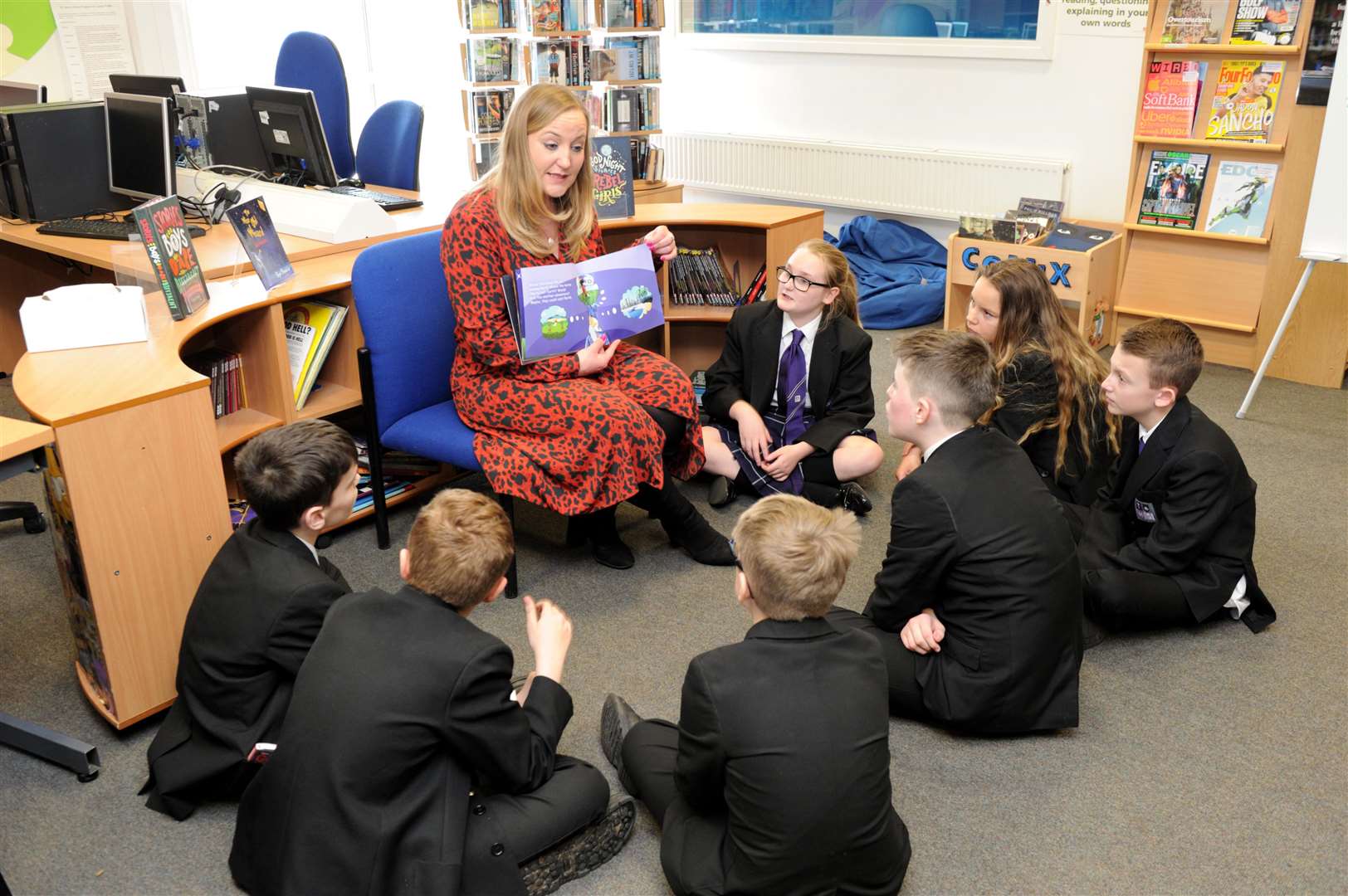 Author Faye Francis visited The Holmesdale School on Monday, March 3, to read her new book to pupils. Picture: Simon Hildrew