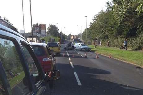 The road was sectioned off after this crash in Margate. PIcture: Nigel Cruttenden