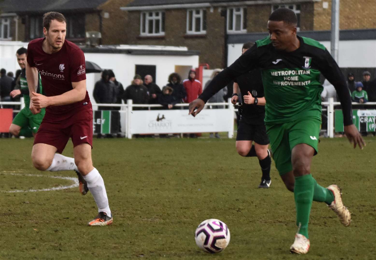 Cray Valley's Kevin Lisbie in action against Canterbury Picture: Alan Coomes