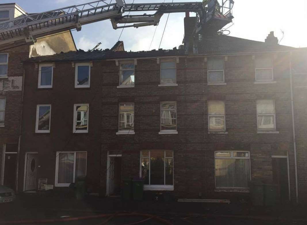 Twenty-five firefighters rushed to the scene and used a height vehicle to access the roof. Picture: Kent Fire and Rescue