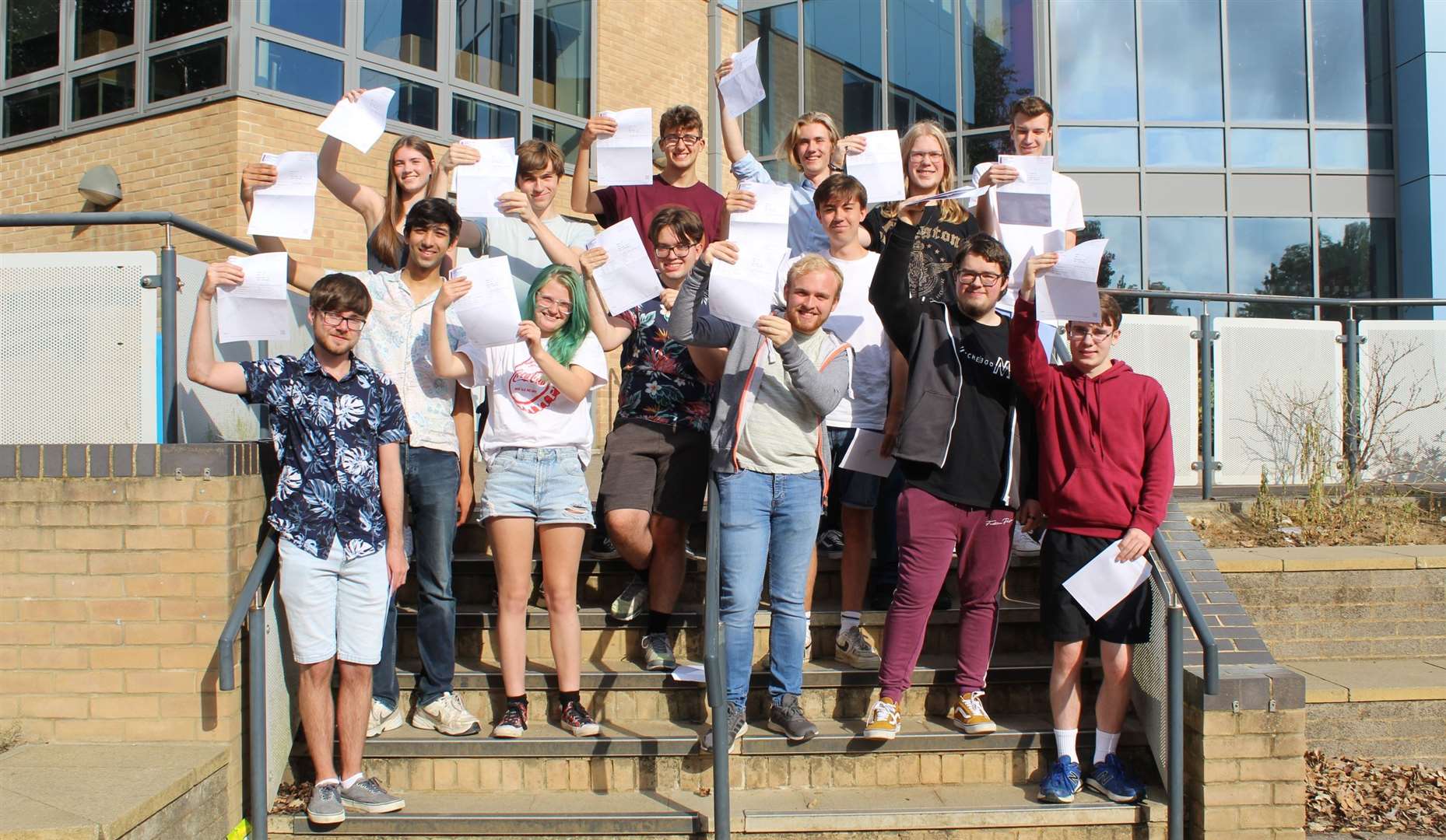 Pupils at Oakwood Park Grammar School in Maidstone celebrate their results