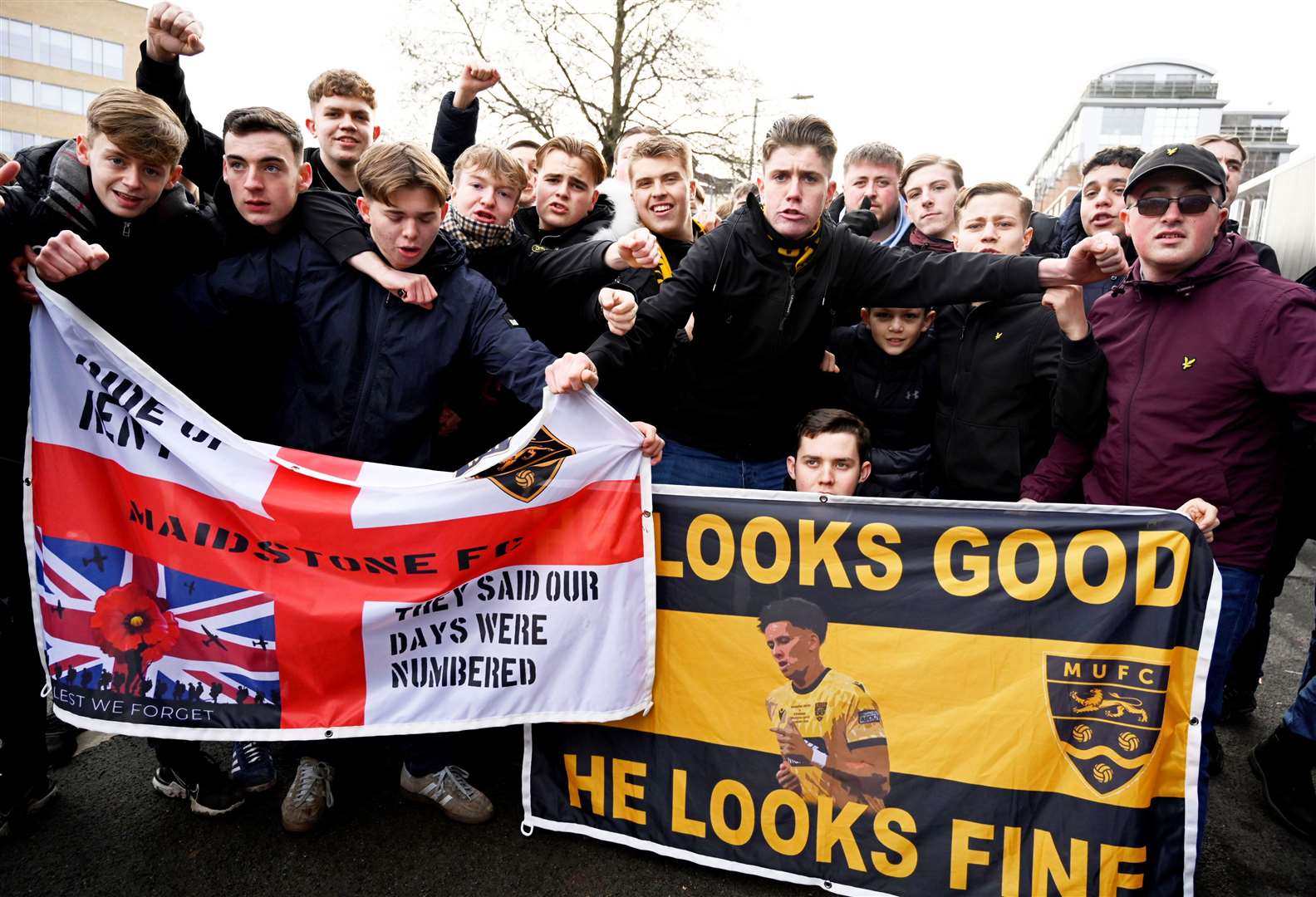 Maidstone supporters were out in numbers at Portman Road. Picture: Barry Goodwin