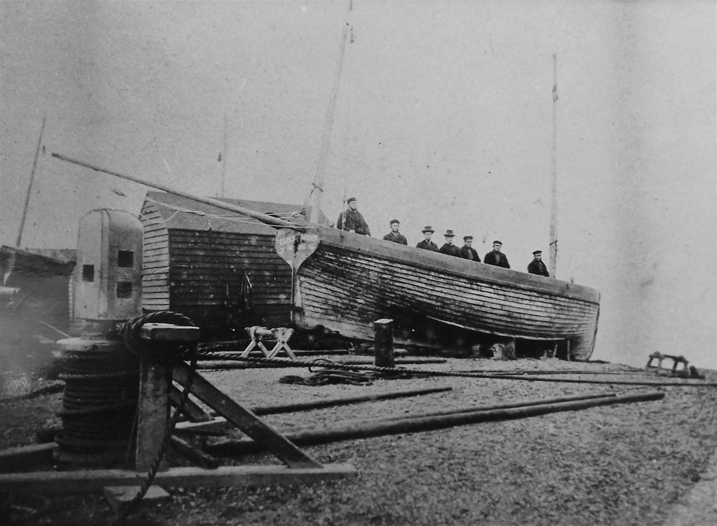 The lugger Early Morn and her crew, c1876