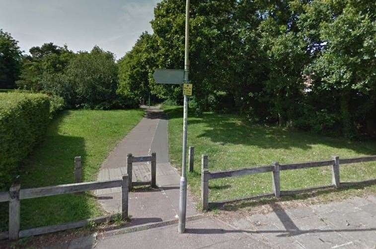 A young woman was grabbed while she walked along a footpath near Eliot College at the University of Kent, late at night. Picture: Google Street View