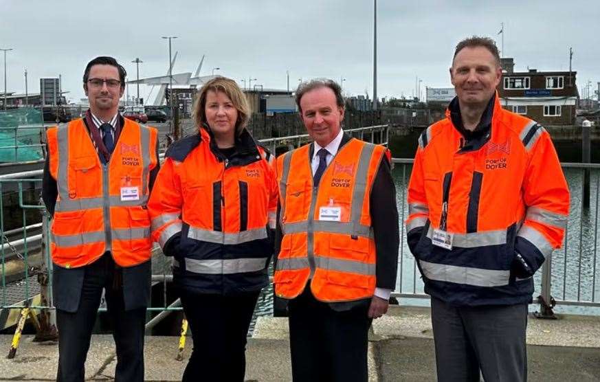 Kent County Council's Cllr Roger Gough and Cllr Neil Baker with Emma Ward and Paul Biles from the Port of Dover