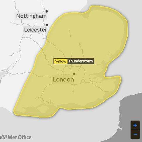 The Met Office has issued another yellow thunderstorm warning. Picture: Met Office