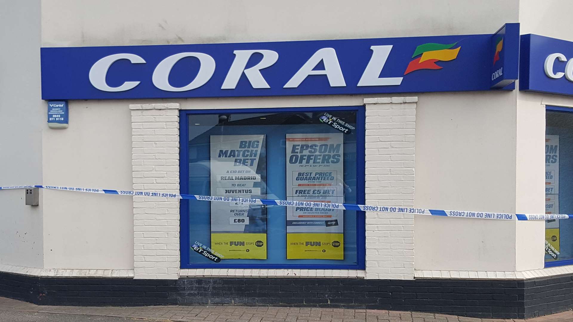 Coral Bookmakers in Herne Bay after a previous raid